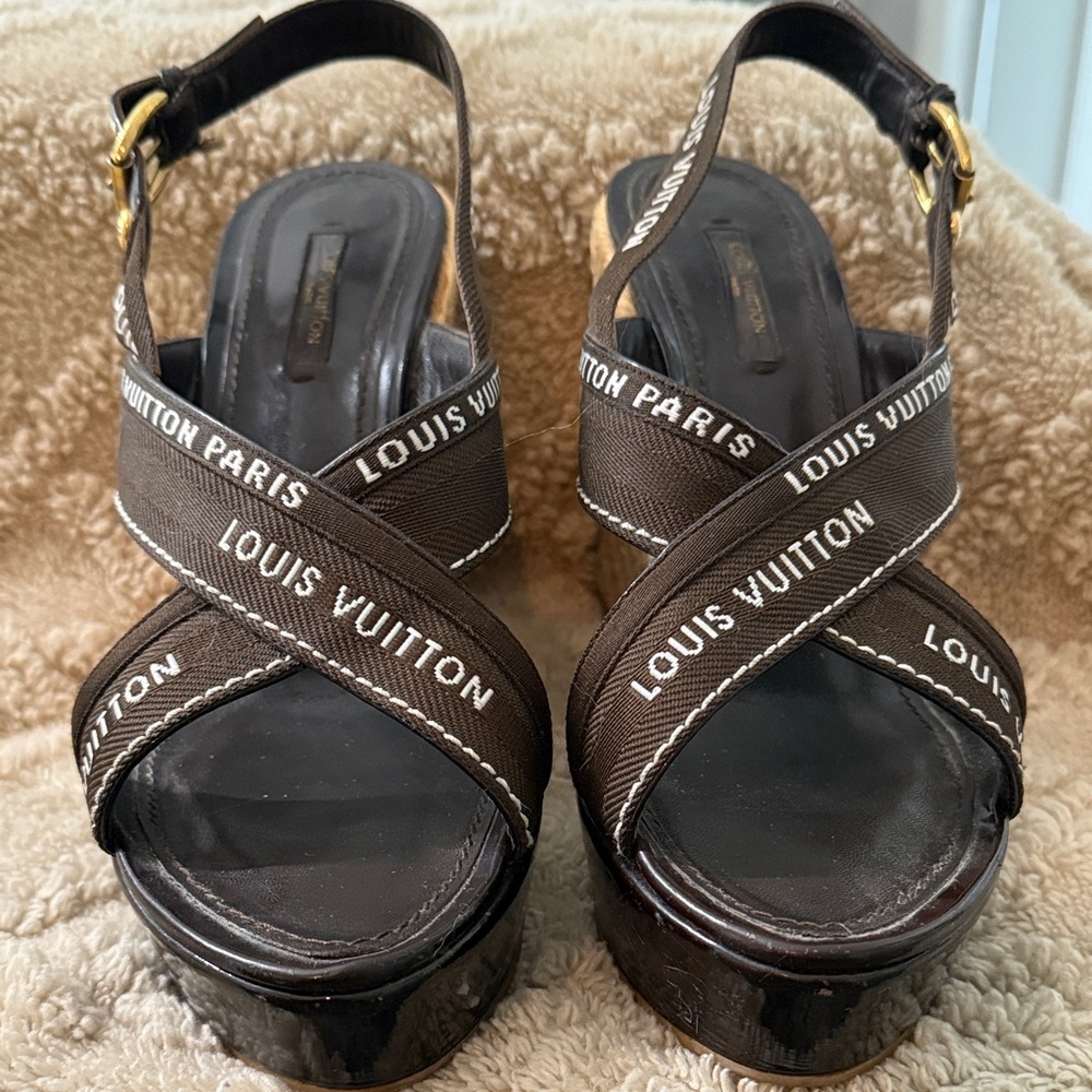 Louis Vuitton Dark Brown Platform Sandals